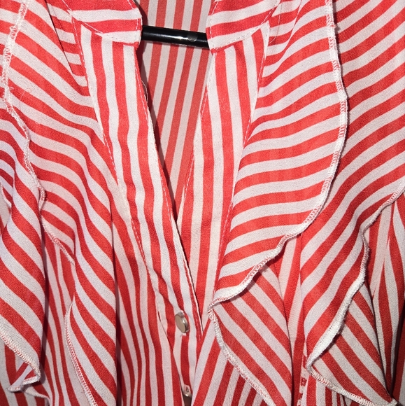 Cato Blouse sz Small Red/White stripes - Picture 3 of 5